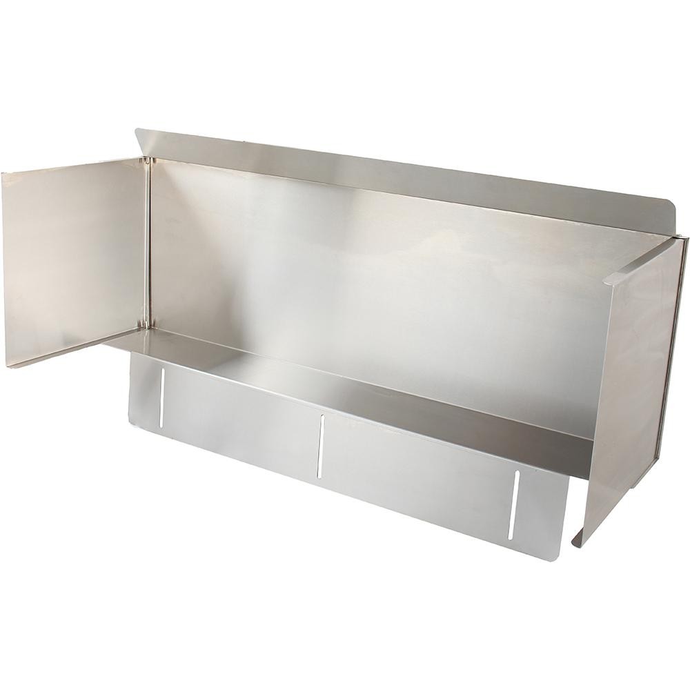 Blaze stainless steel wind guard with open interior, side panels, and support tabs