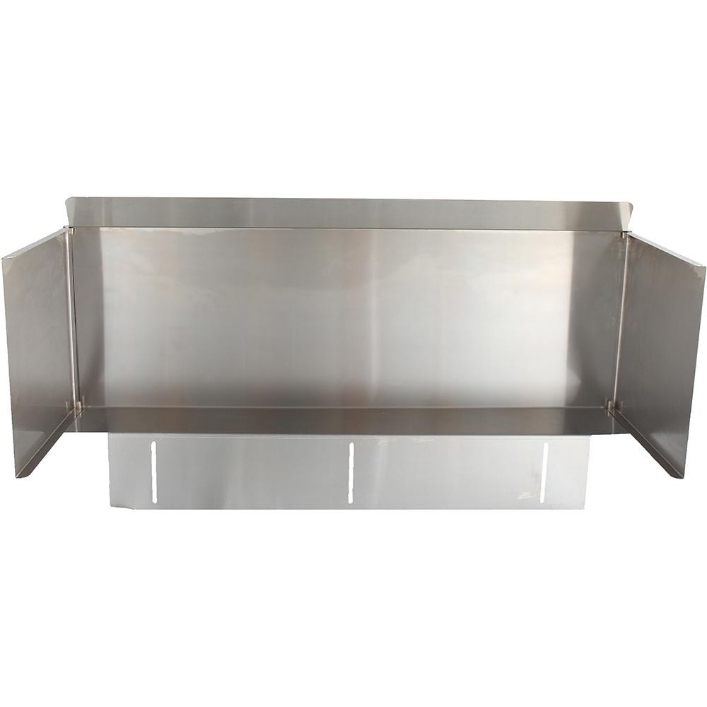 Stainless steel wind guard panel for grill, open frame with side returns