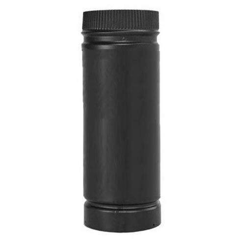 Black rigid stove pipe section with crimped coupling ends