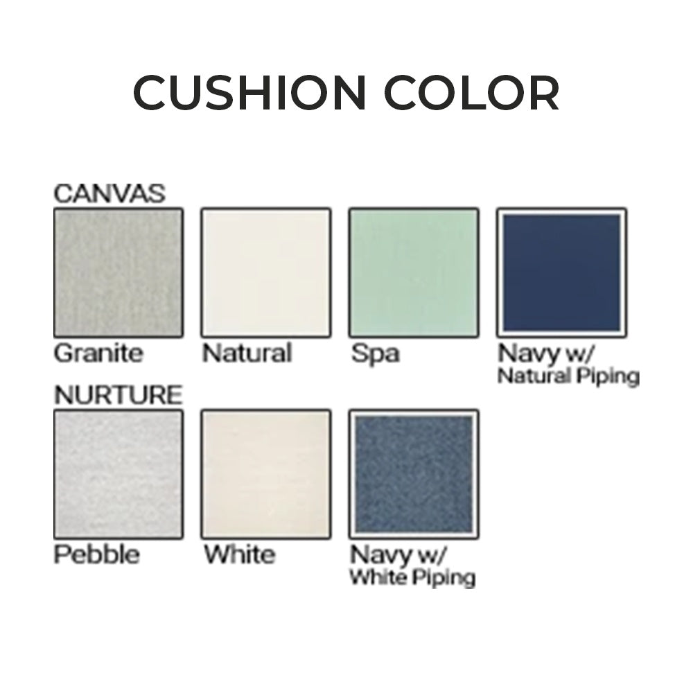 Cushion color swatch chart for Boca ottoman, showing multiple canvas shades