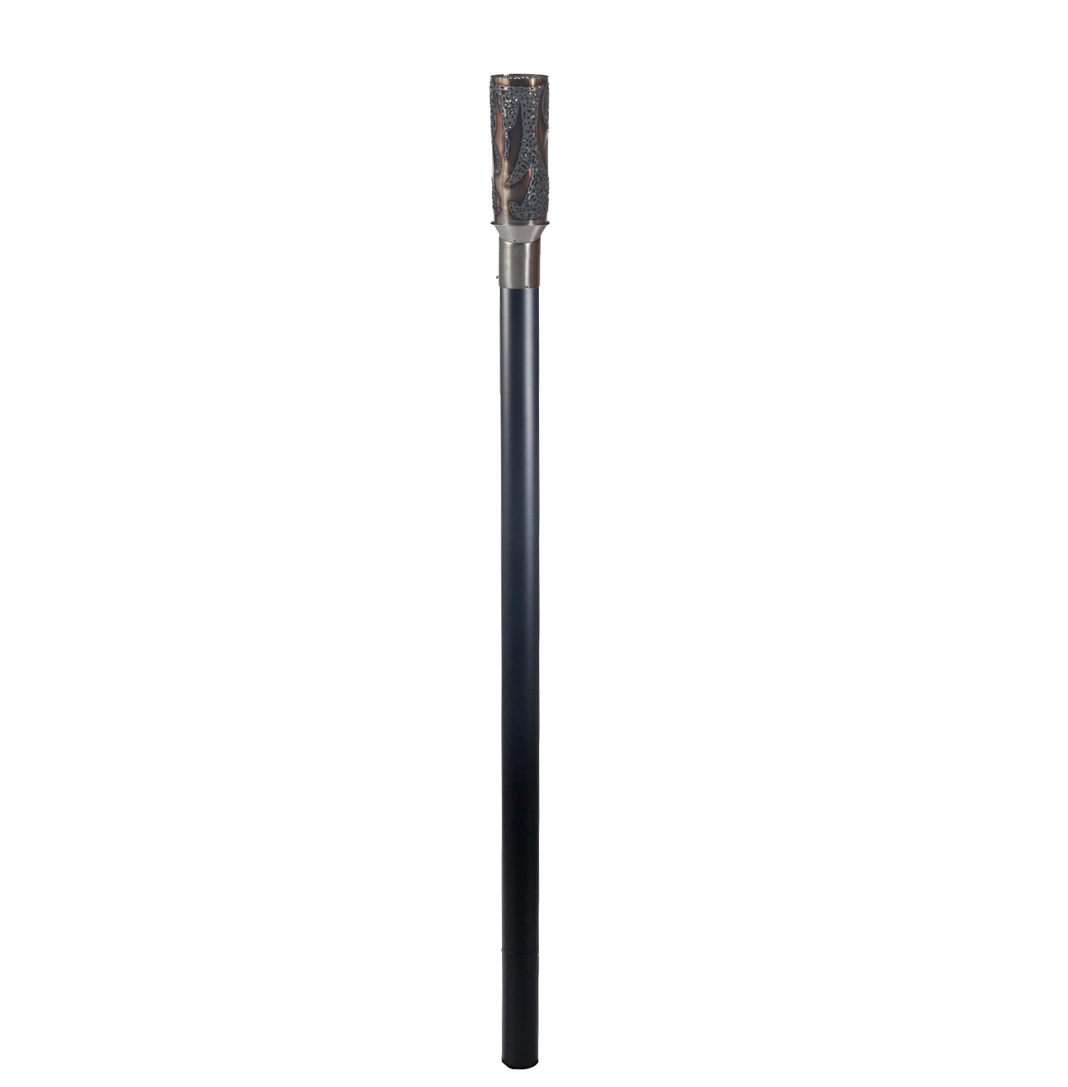 Black powder-coated torch pole with decorative burner tip