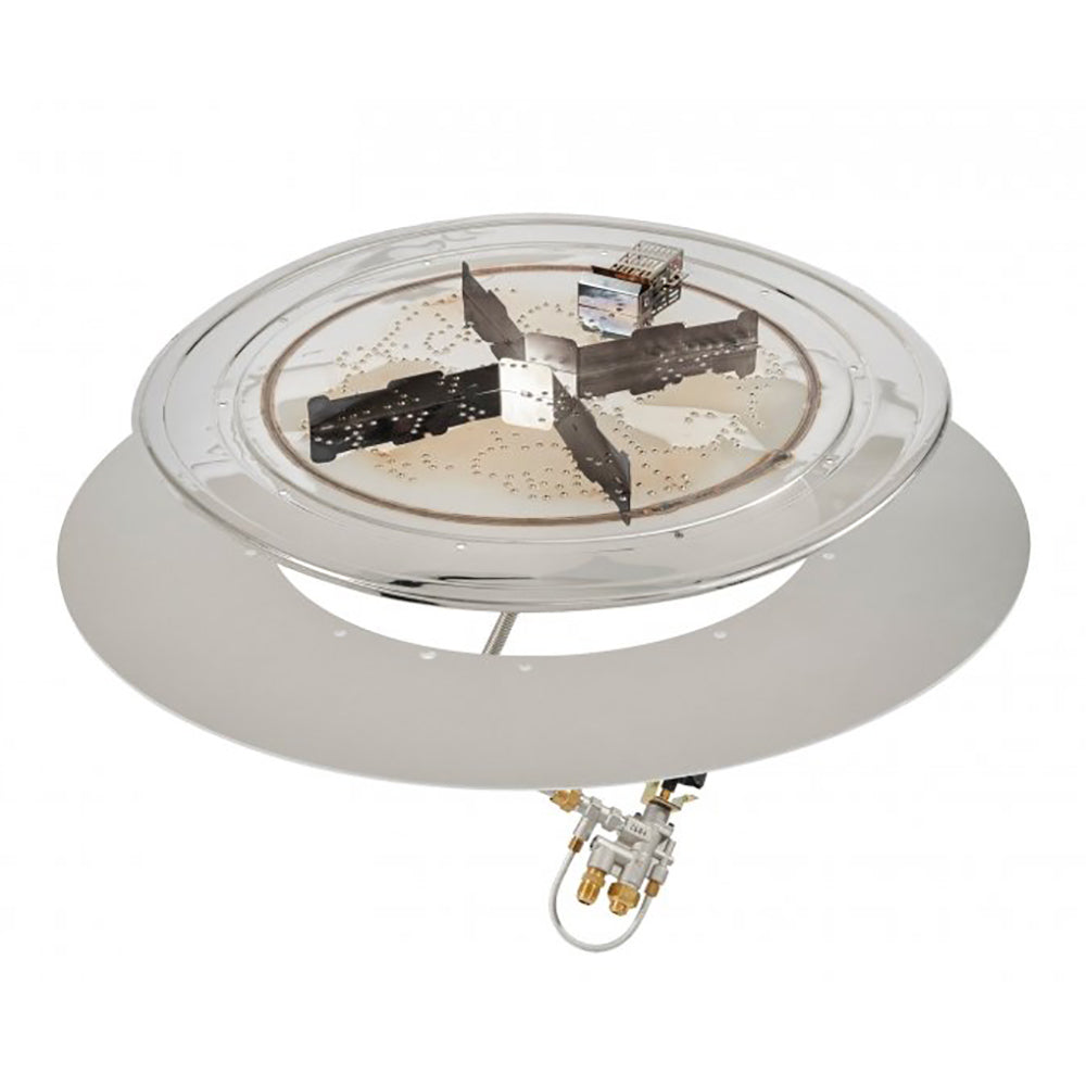 Round stainless steel gas burner kit with spark ignition and clear crystal top