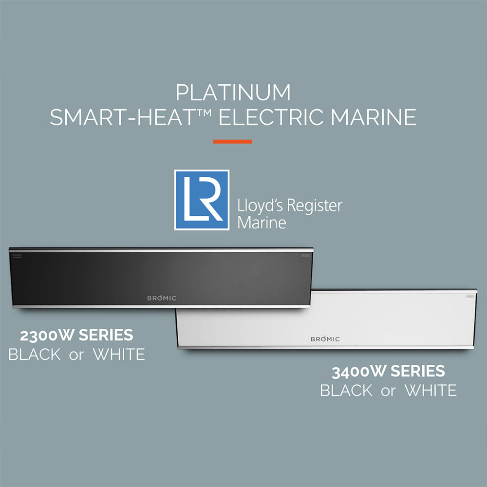 Platinum electric marine heater graphic showing black and white rectangular units