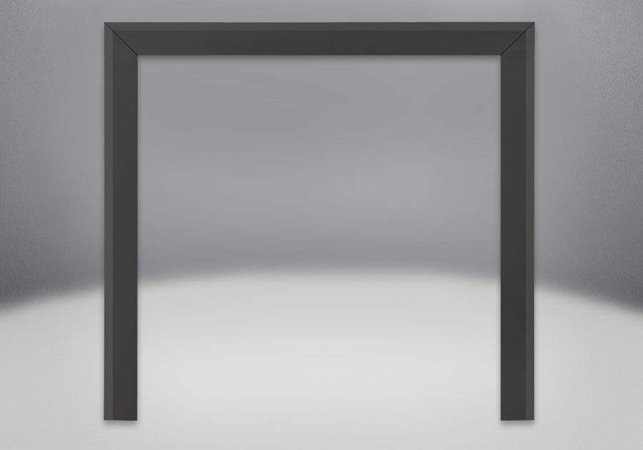 Black beveled fireplace trim kit frame with flat legs