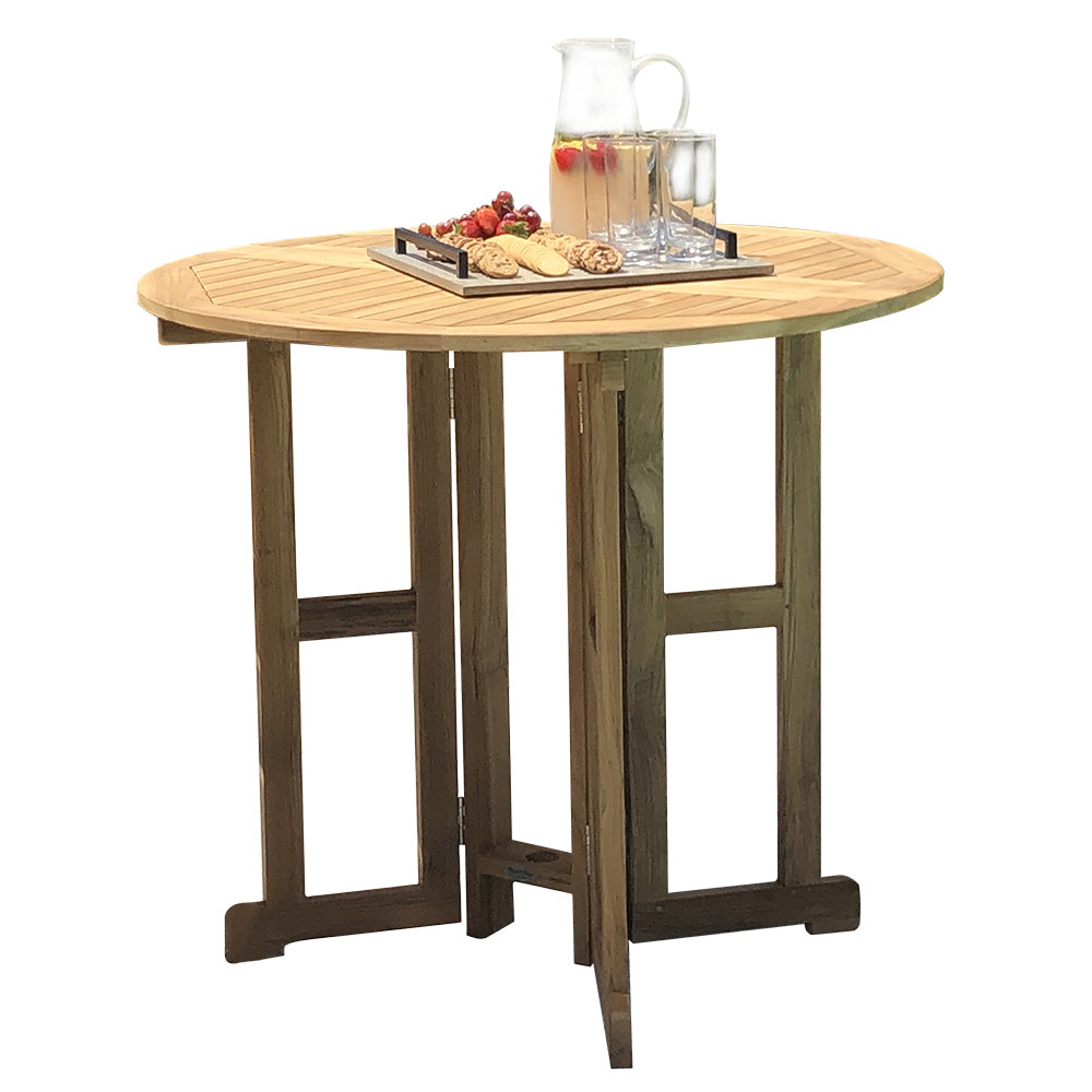 Royal Teak Collection BTDL Round Drop Leaf Teak Bar Table
