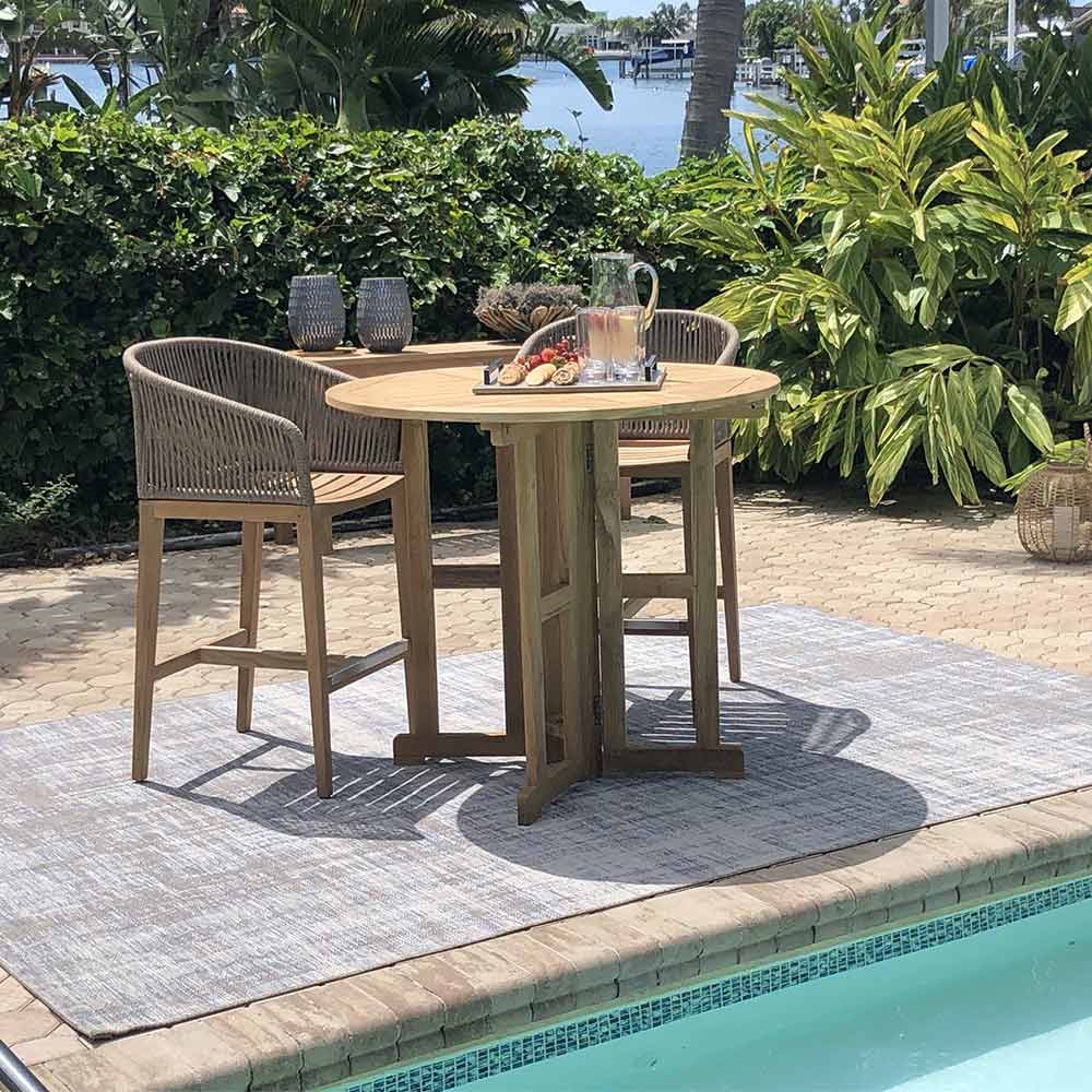 Royal Teak Collection BTDL Round Drop Leaf Teak Bar Table