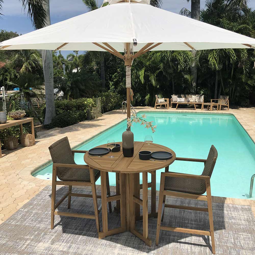 Royal Teak Collection BTDL Round Drop Leaf Teak Bar Table