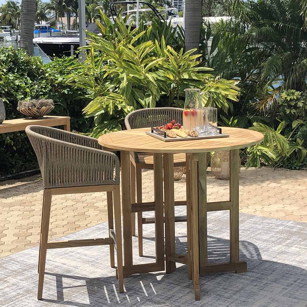 Royal Teak Collection BTDL Round Drop Leaf Teak Bar Table