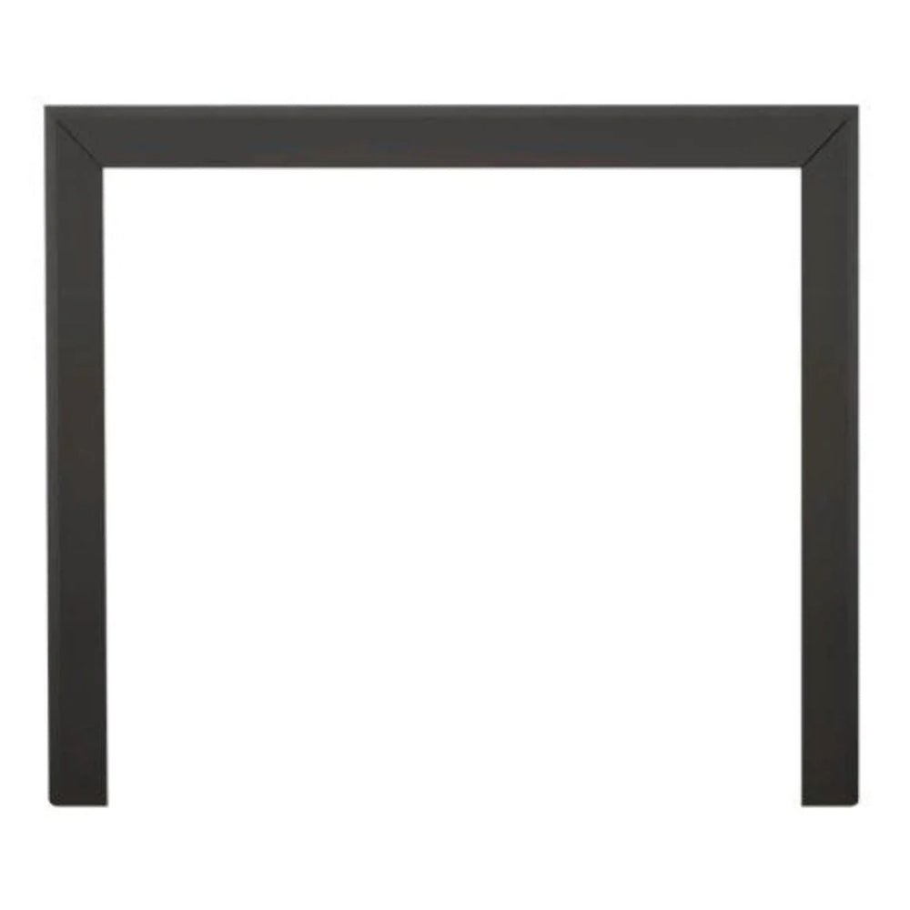 Black bevelled fireplace trim frame with beveled edges, rectangular