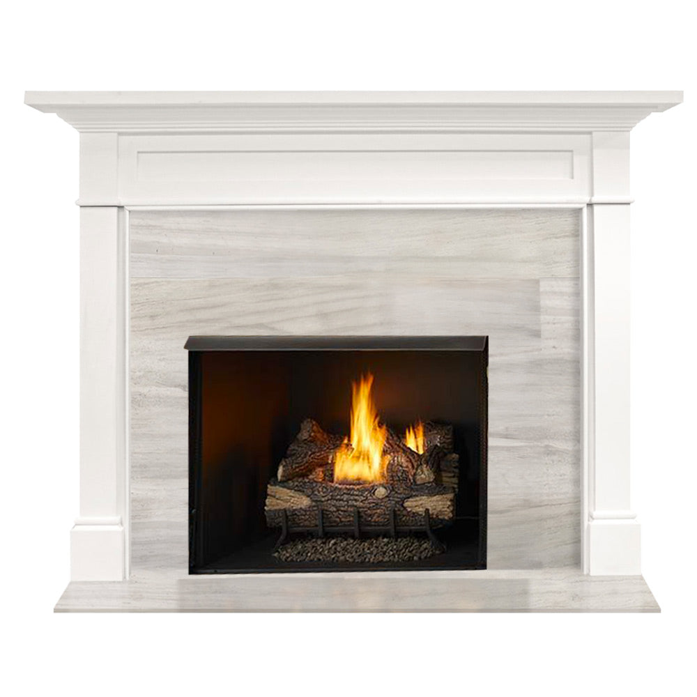 Monessen Exacta 32-Inch Vent-Free Circulating Firebox with Roxborough Flush Mantel, Primed MDF Finish