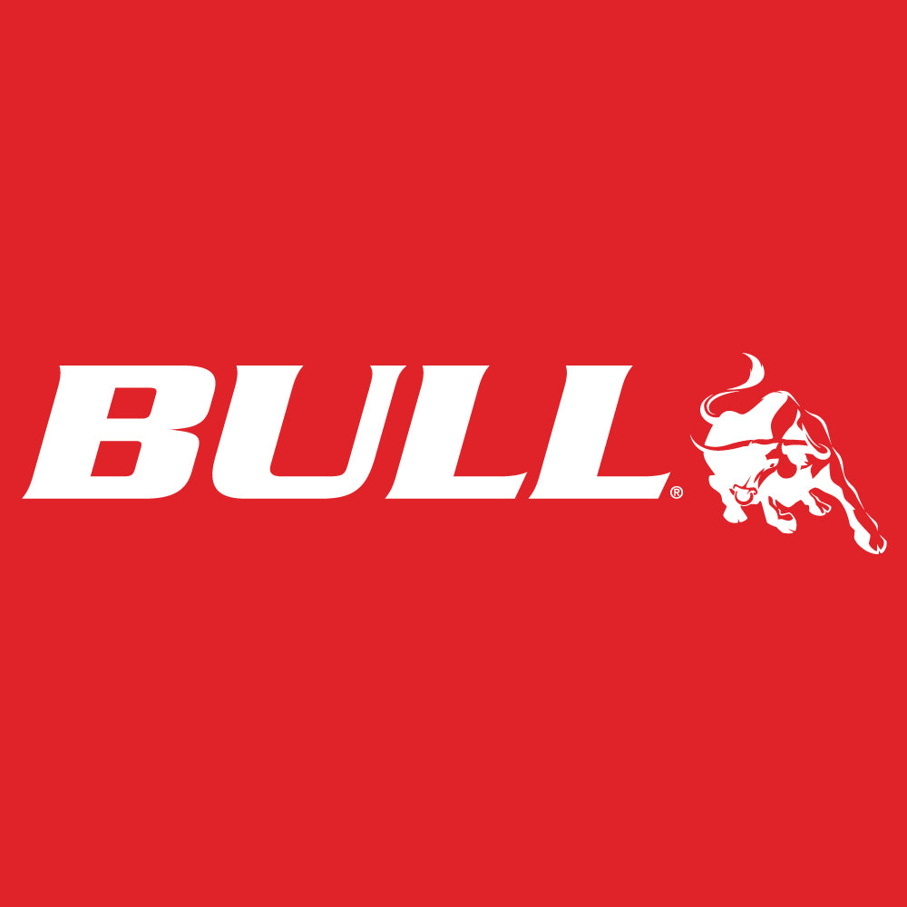 Bull logo on red background