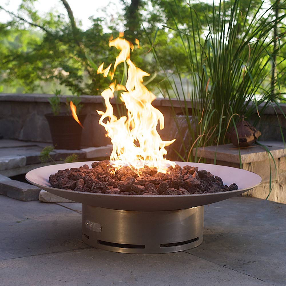 Fire Pit Art Bella Vita 34-Inch Stainless Steel Gas Fire Pit