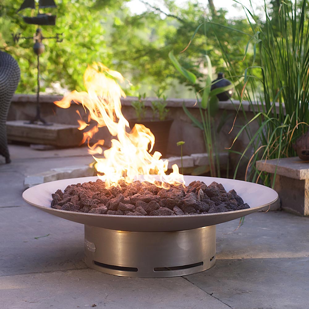 Fire Pit Art Bella Vita 34-Inch Stainless Steel Gas Fire Pit
