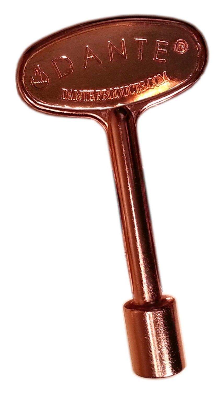 Dante universal valve key, bright copper finish with cylindrical end