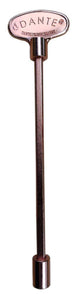 Universal valve key in copper finish, long metal stem with end caps
