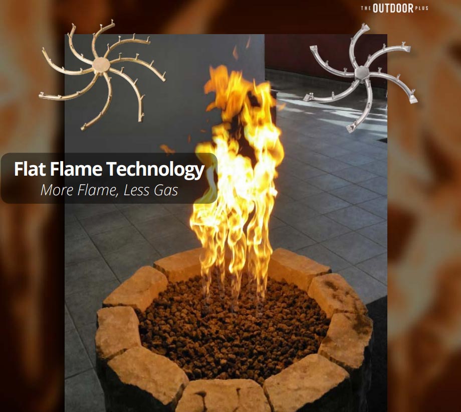 The Outdoor Plus Brass Rectangular H-Shaped Bullet Gas Fire Pit Burner