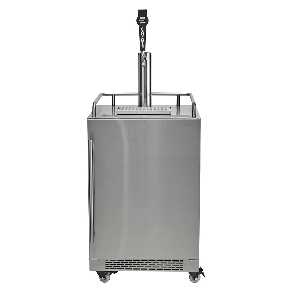 24-inch stainless steel kegerator with drip tower and front vent grilles