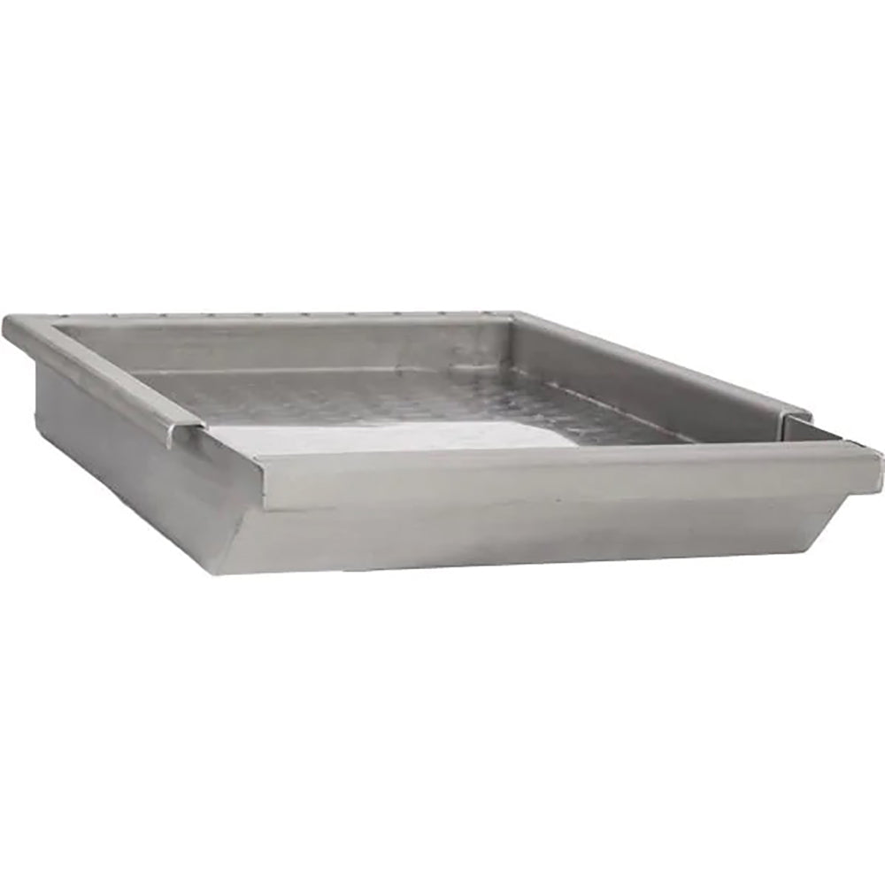 Stainless steel drop-in griddle pan with raised edges and flat cooking surface