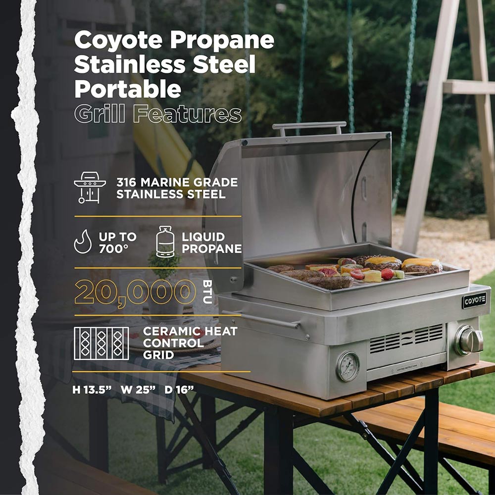Coyote Stainless Steel Portable Grill, Propane (C1PORTLP)