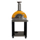 30-inch pizza oven on cart with yellow dome and black cabinet stand