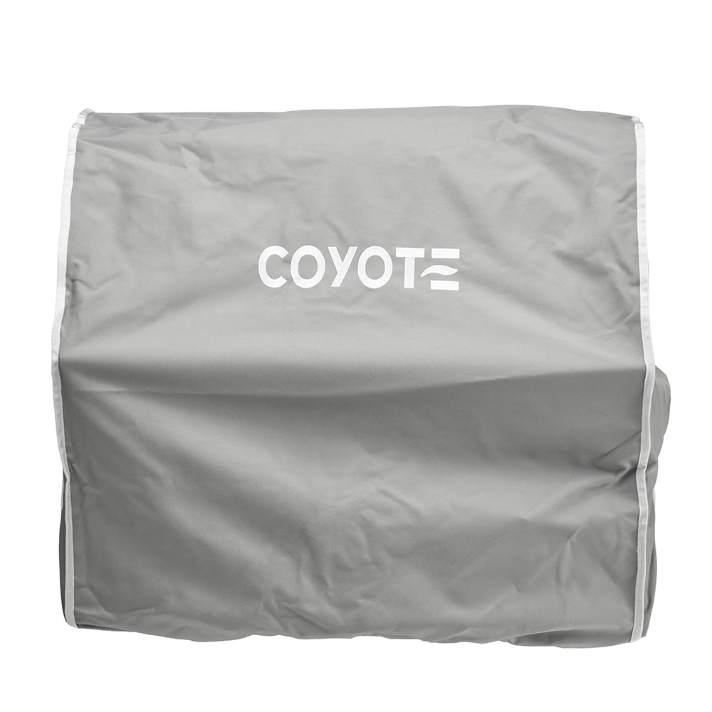 Coyote light gray vinyl grill cover for built-in 30-inch grills, front logo