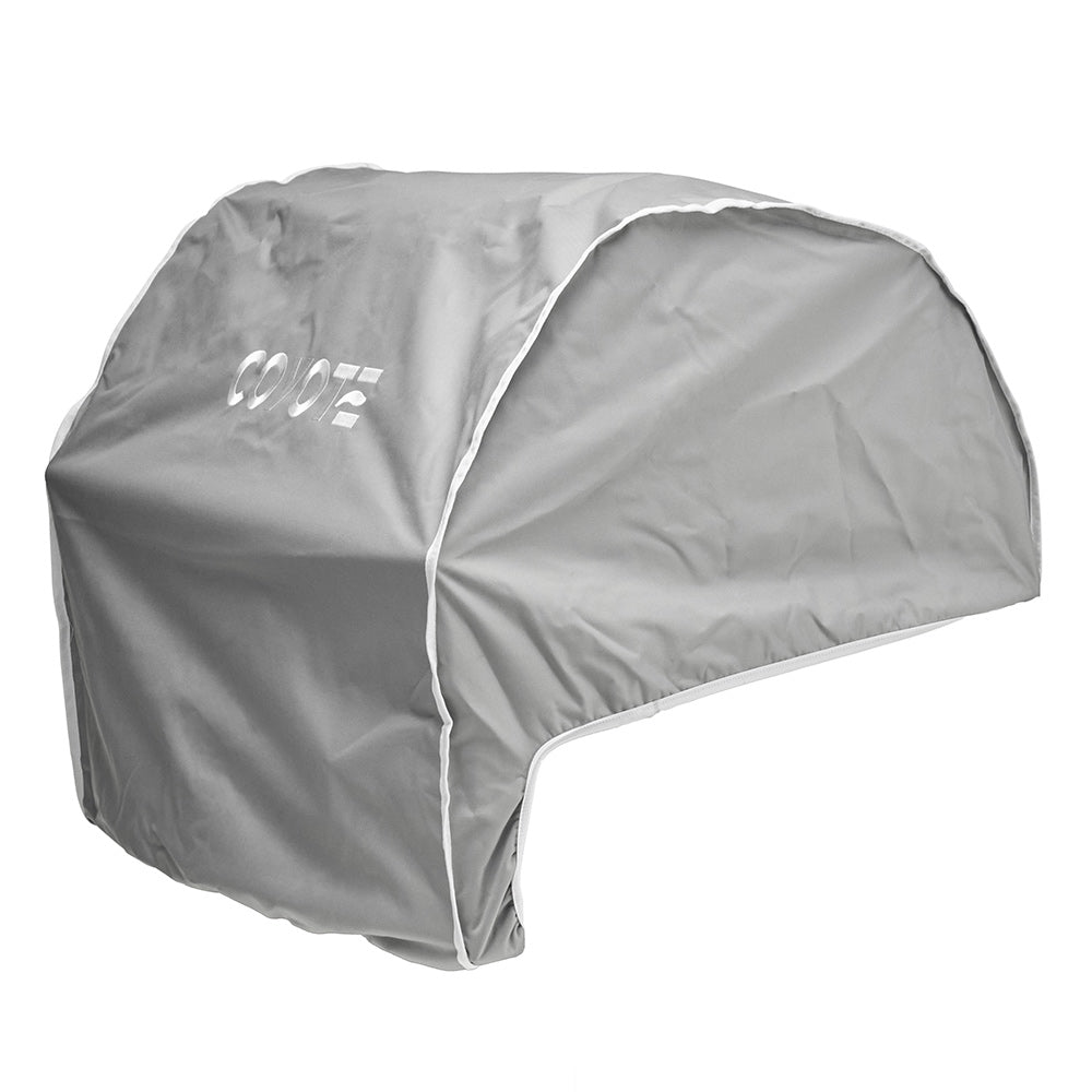 Coyote light gray vinyl grill cover for built-in 30-inch grills, angled side