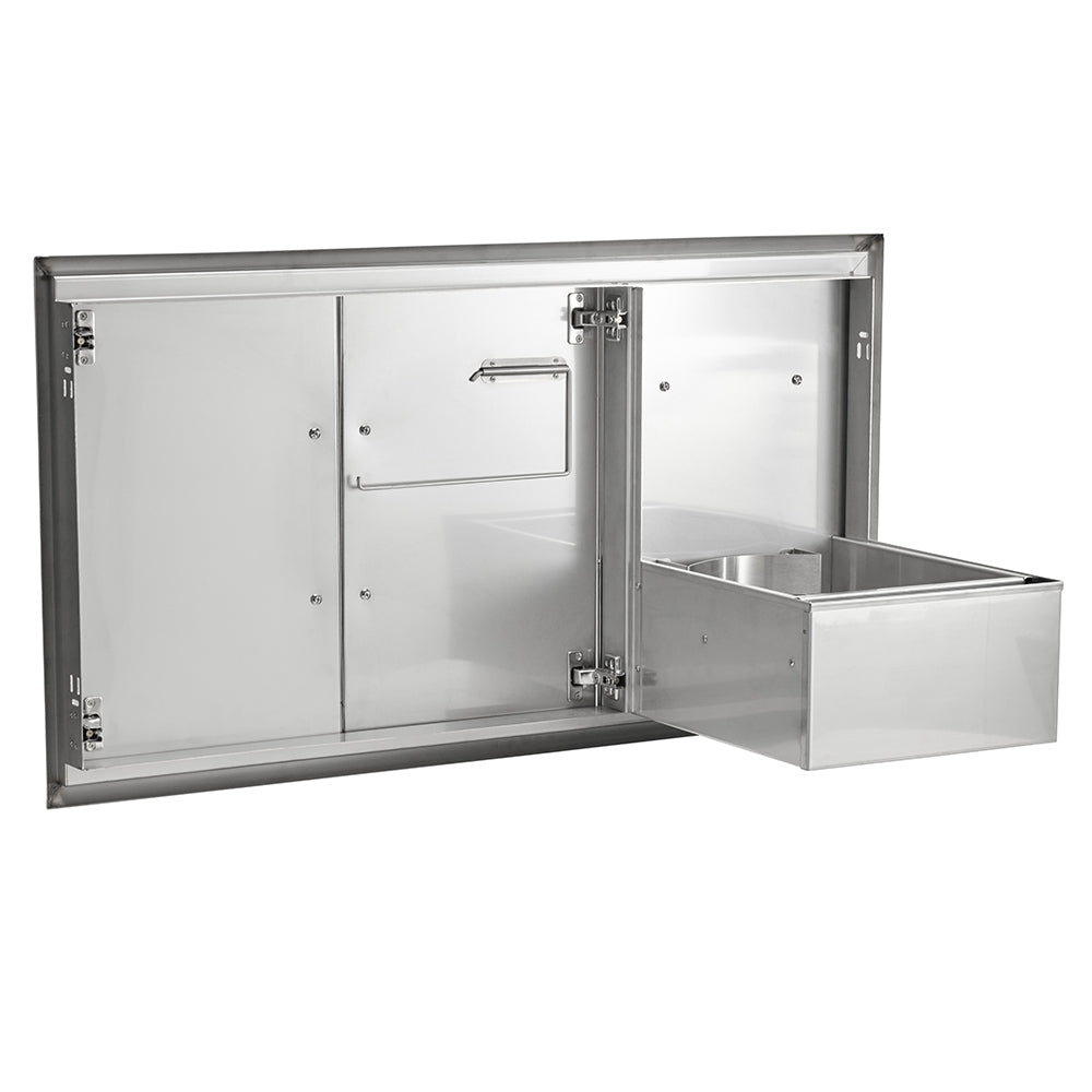 Coyote Stainless Steel Double Access Doors and Pull-Out Drawer Combo, 45-Inch