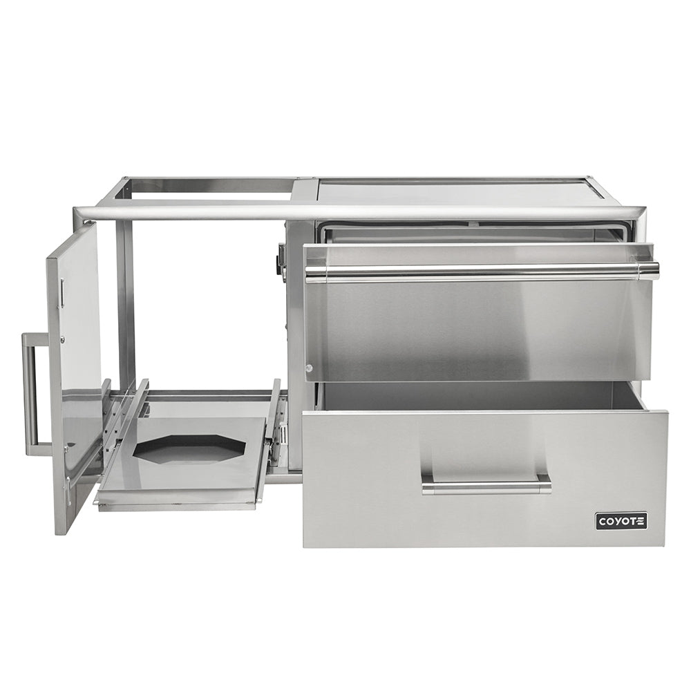Coyote Stainless Steel Warming Drawer and Pull-Out Drawer Combo, 42-Inch