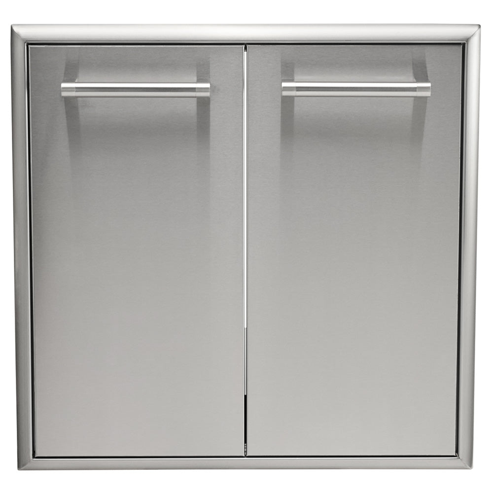 Stainless steel double trash cabinet doors with horizontal handles