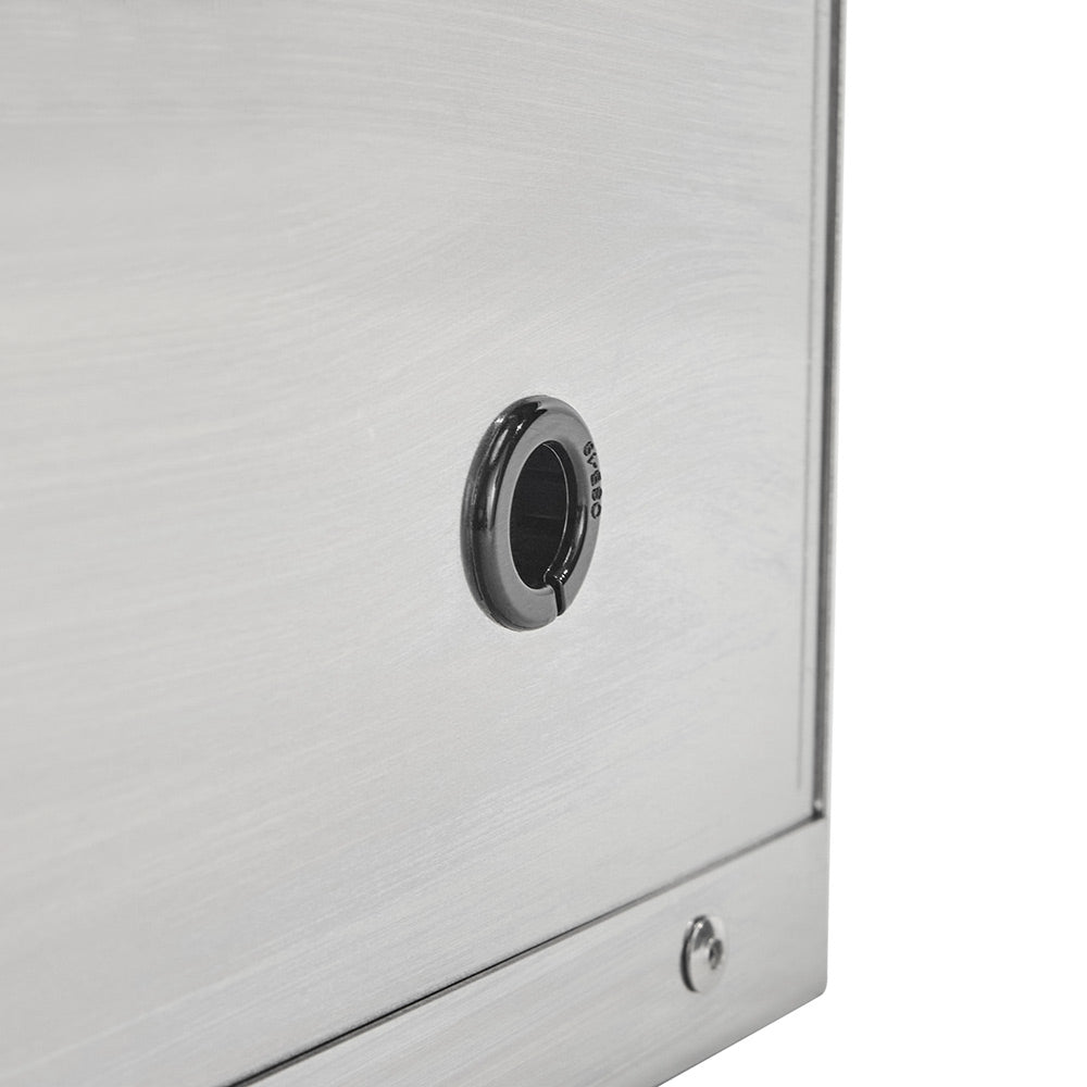 Stainless steel warming drawer dial or port on front panel