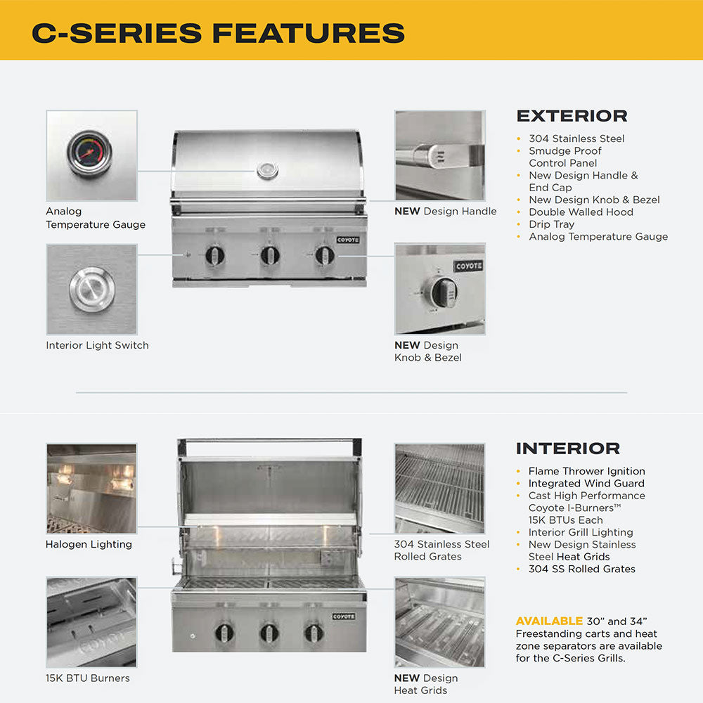 Coyote C-Series Stainless Steel Built-In 34-Inch Gas Grill