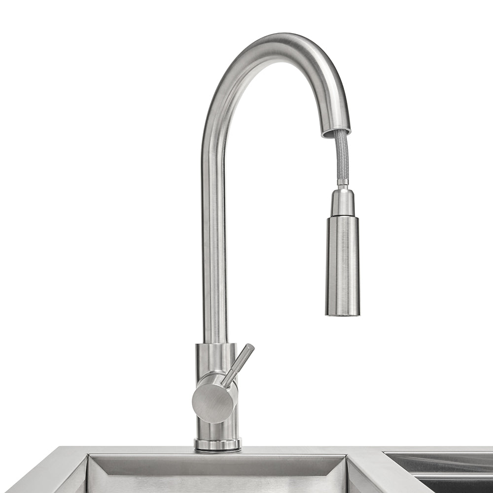 Tall stainless steel gooseneck faucet for refreshment center