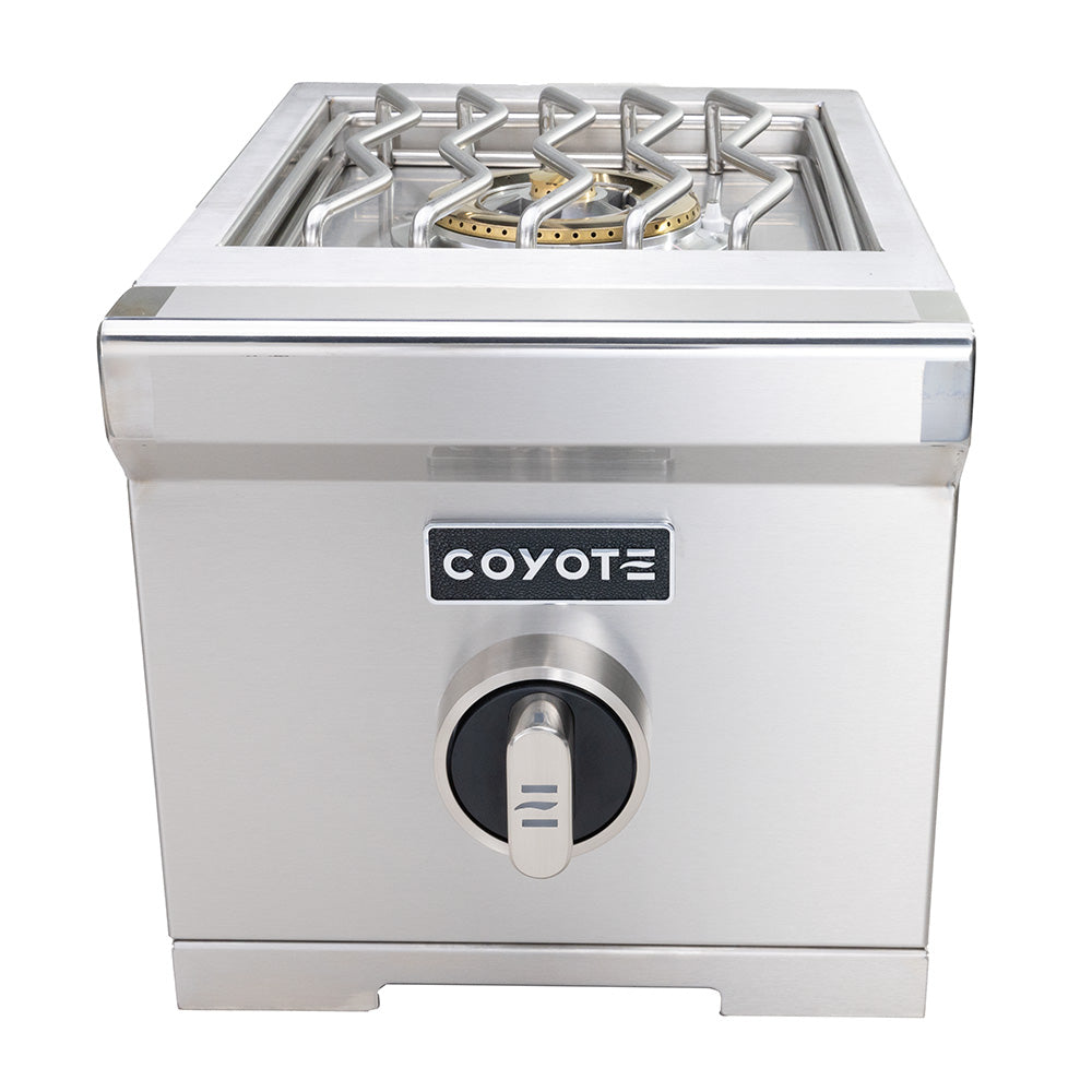 Stainless steel built-in side burner with control knob, Coyote brand