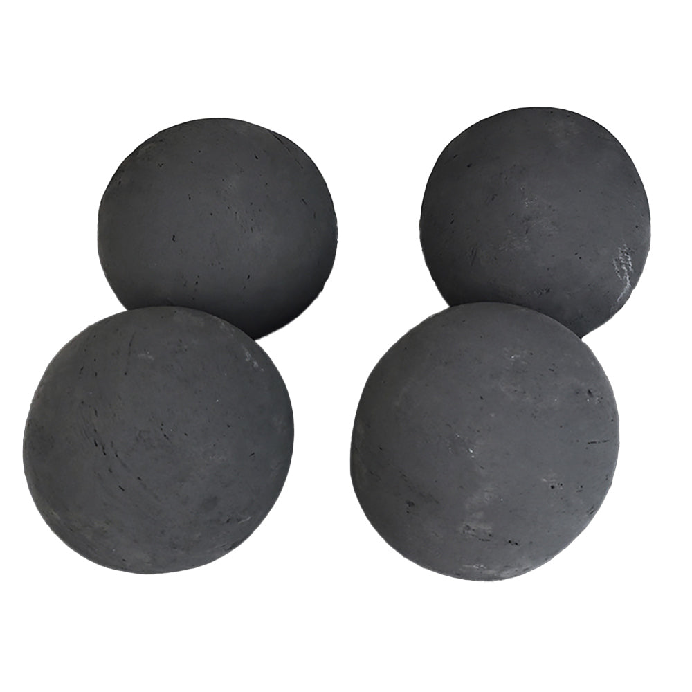 Black cannon balls set of four for fireplaces, 6-inch spheres