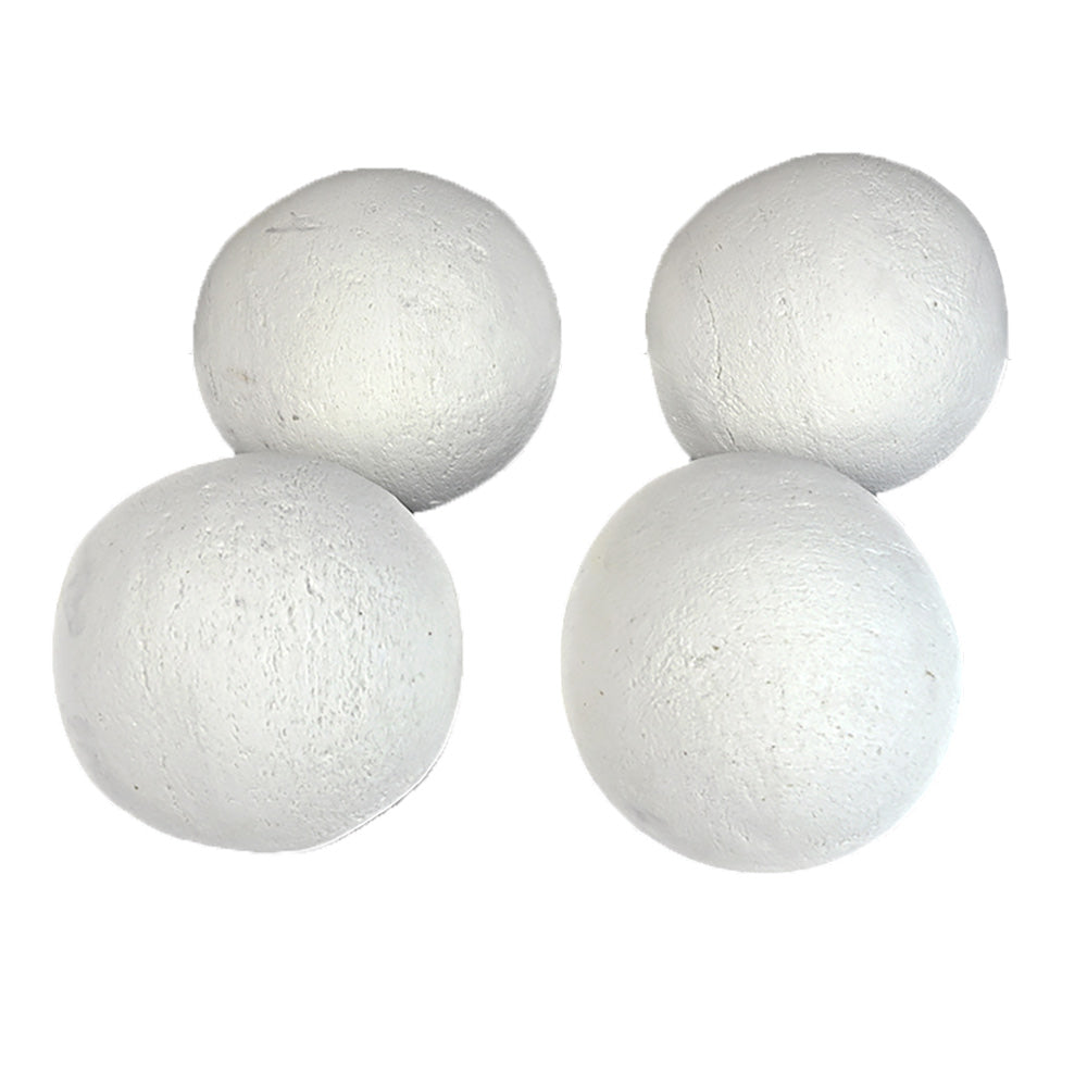 White cannon ball spheres, four-piece set of 6-inch balls