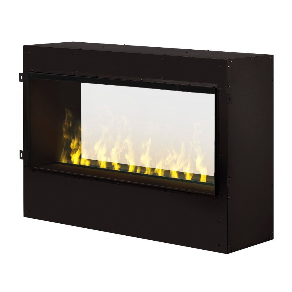 Built-in water vapor firebox with black frame and white mist flame effect