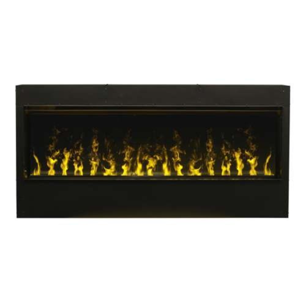 Electric water vapor firebox with RGB flame effect in rectangular black frame