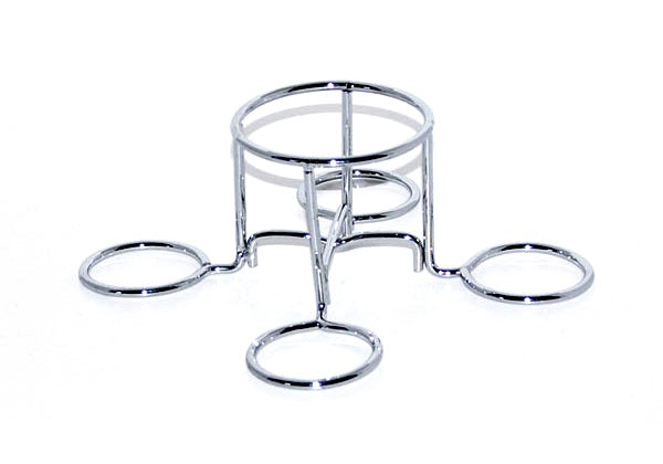 Beer can chicken roaster rack, chrome metal stand with three legs