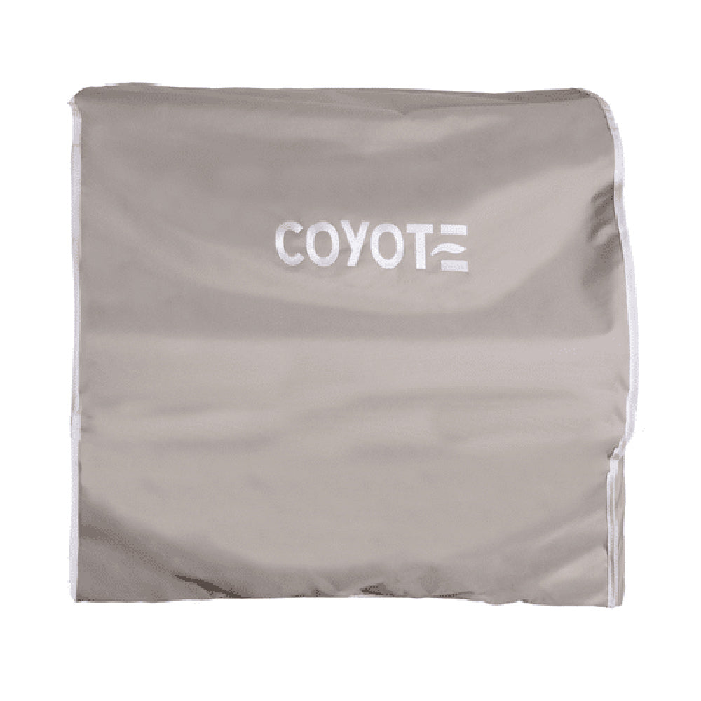 Light gray vinyl built-in grill cover with Coyote logo