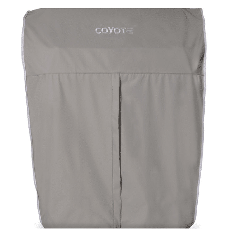 Light gray vinyl grill cover, front view with COYOTE logo and seam lines