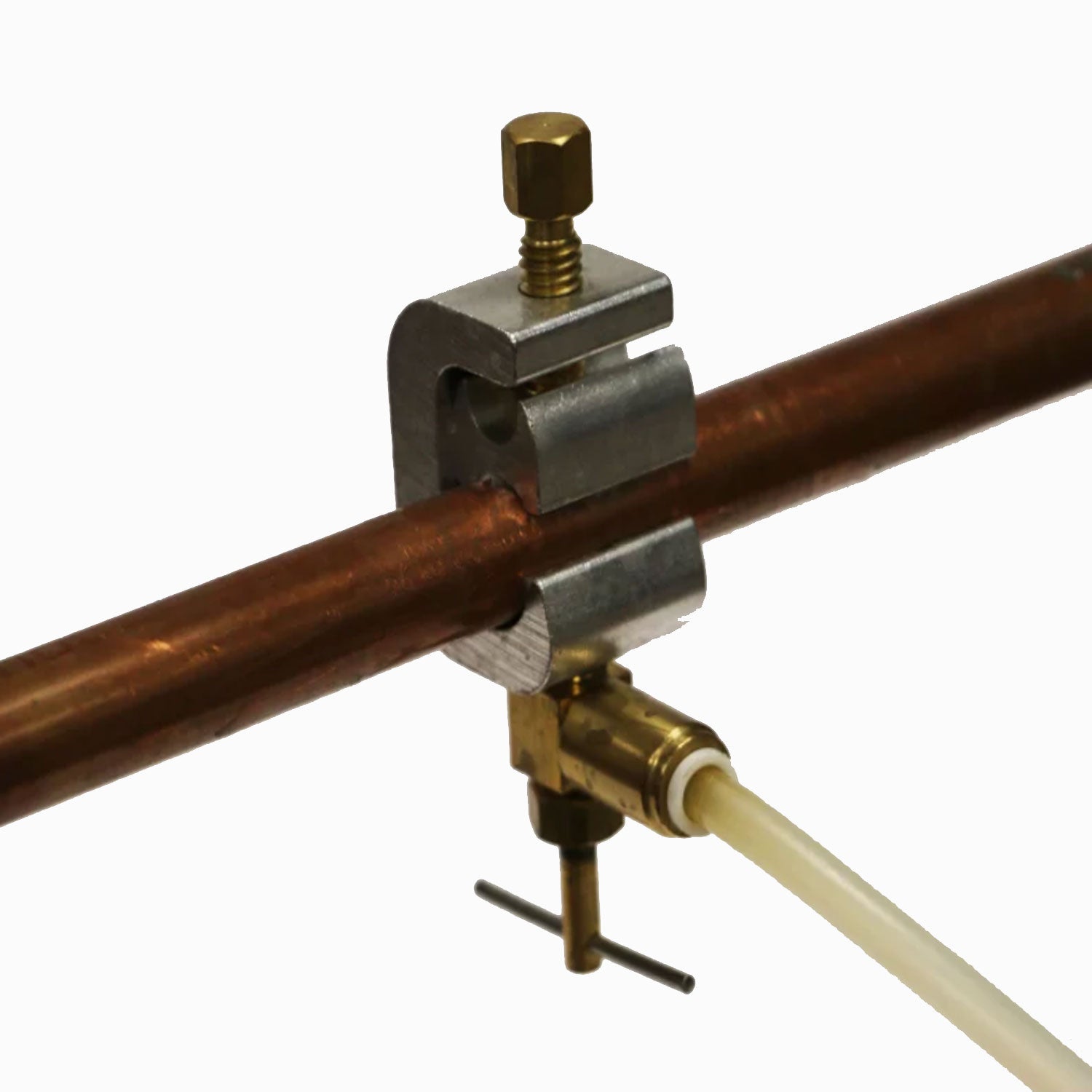Plumbing kit valve and fittings with brass connector and clear tubing