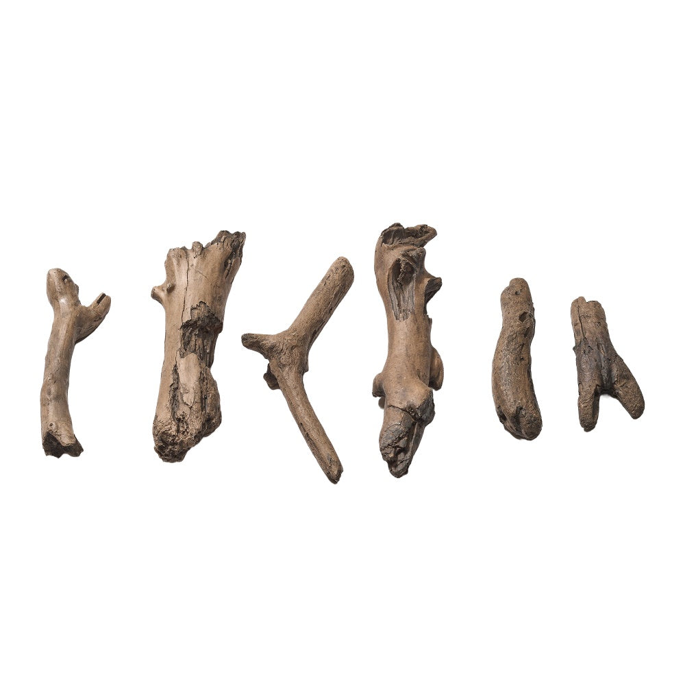 Molded driftwood-style fireplace logs, mixed gray-brown curved pieces
