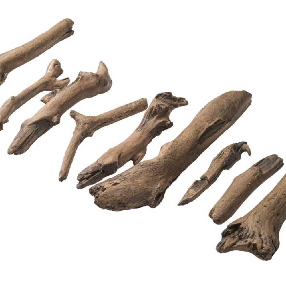 Molded driftwood-style fireplace logs, assorted long and curved gray-brown pieces
