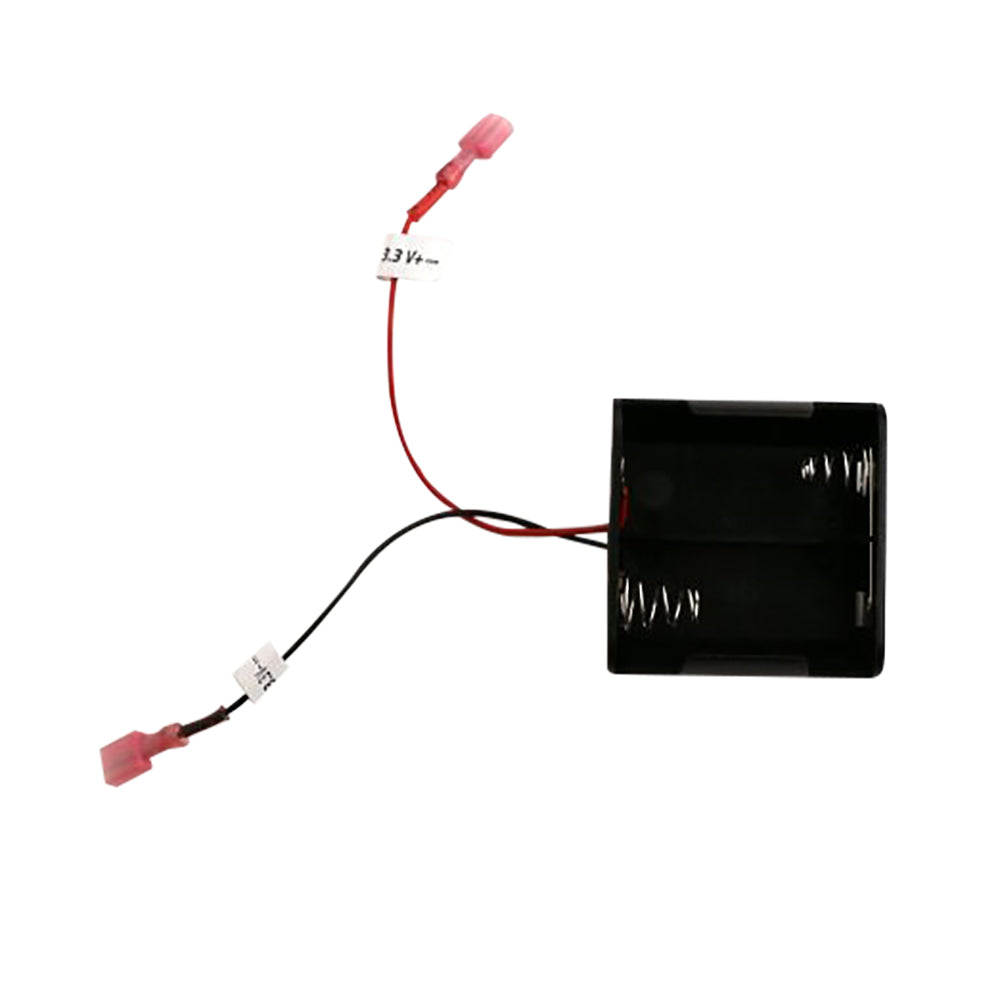 Black battery pack for auto ignition system with red and white wiring leads