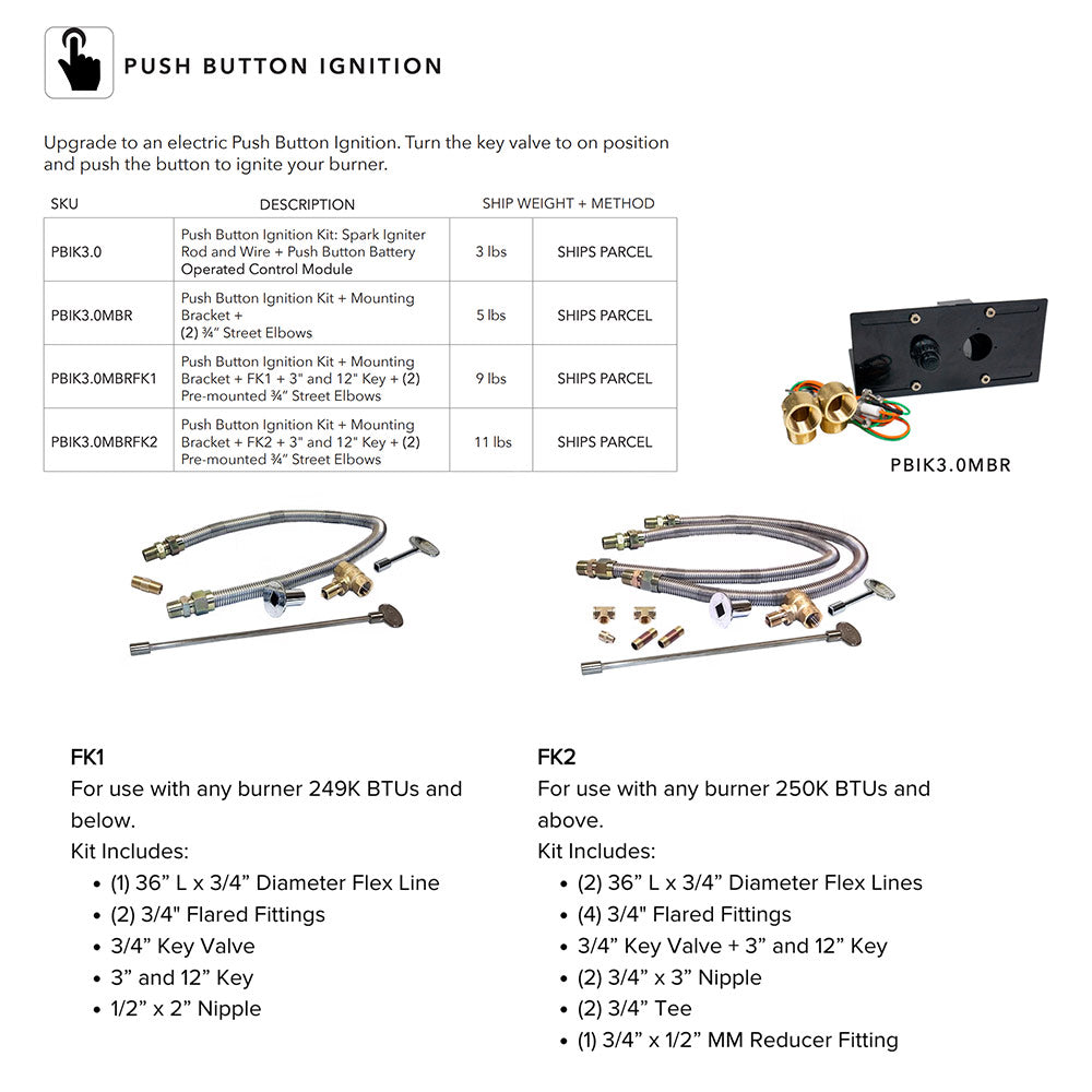 Crossfire by Warming Trends CFBDT-PBIK Push Button Spark Ignition Double Tree-Style Brass Gas Fire Pit Burner Kit