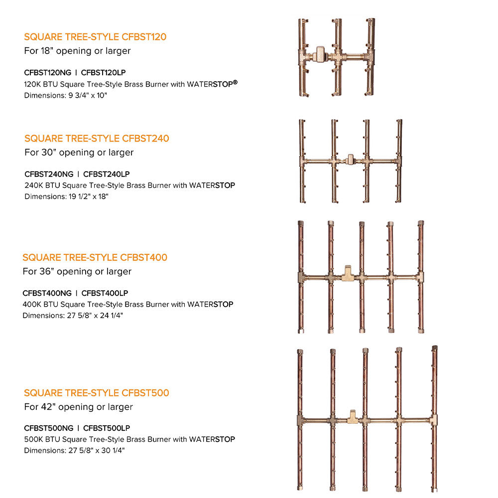 Crossfire by Warming Trends CFBST-PBIK Push Button Spark Ignition Square Tree-Style Brass Gas Fire Pit Burner Kit