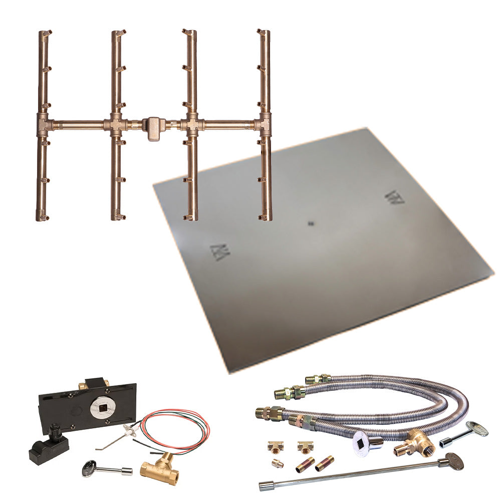 Crossfire by Warming Trends CFBST-PBIK Push Button Spark Ignition Square Tree-Style Brass Gas Fire Pit Burner Kit