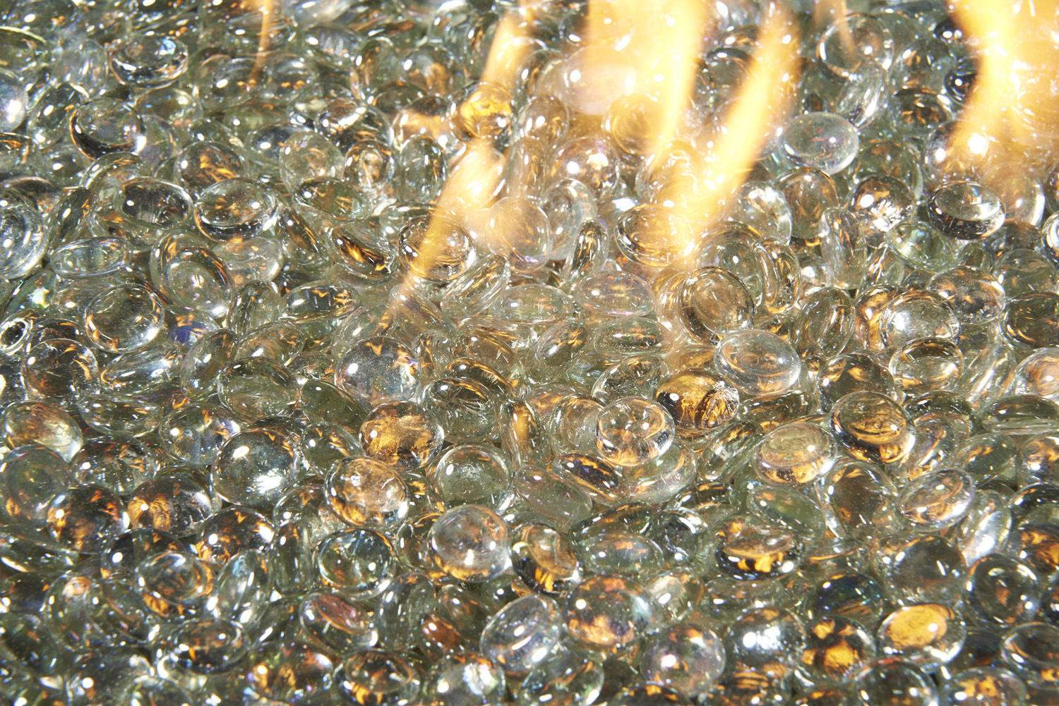Fire glass gems, diamond crystal, clear with amber-gold highlights