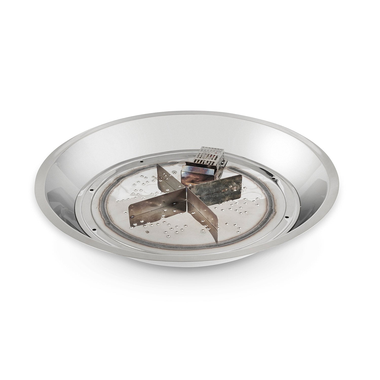 Round stainless steel fire pit burner kit with spark ignition cross-shaped center