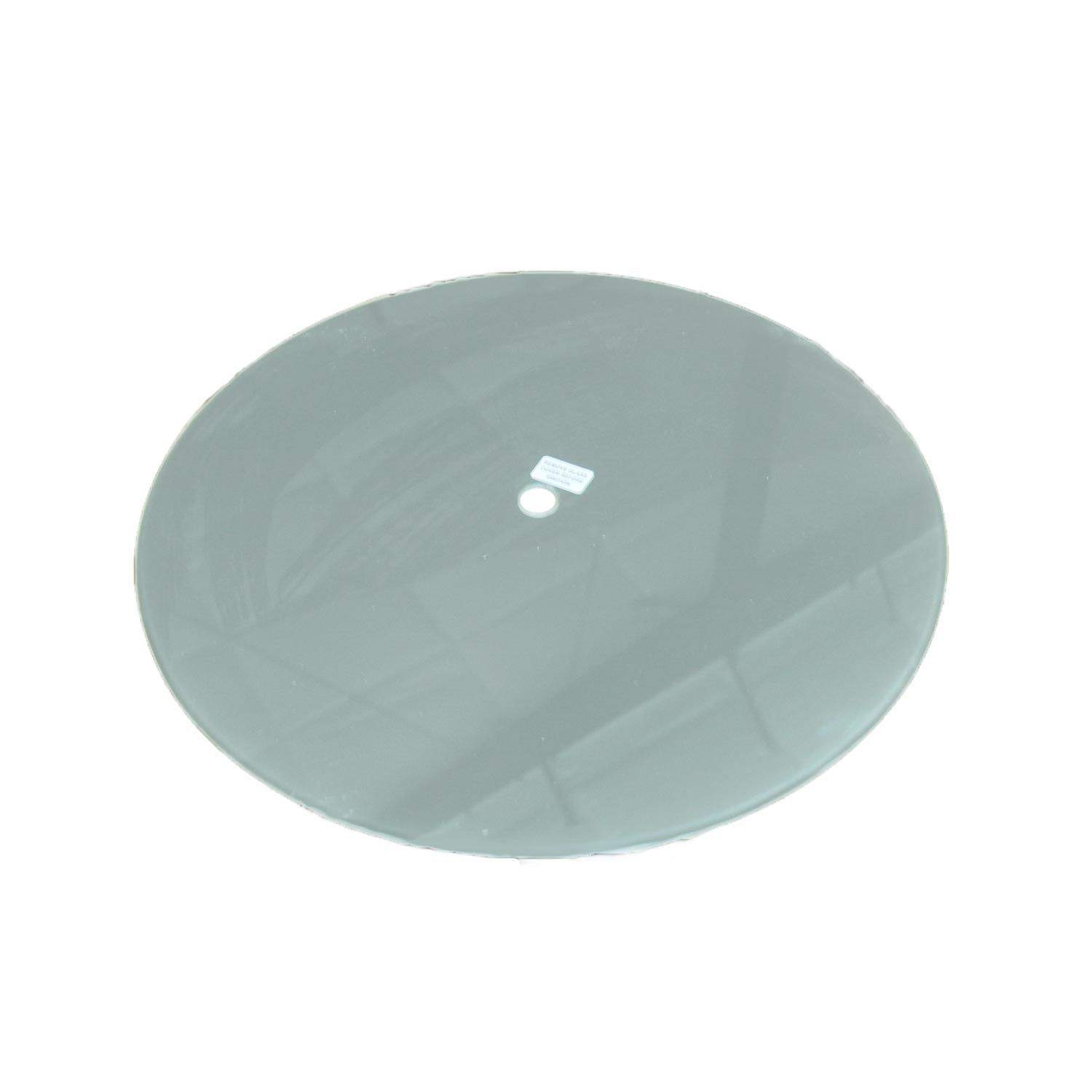 Round gray glass burner cover with centered fastener